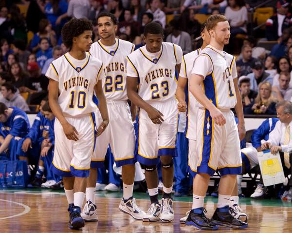 The Wareham starters take the court at TD Garden on Monday to start their Division 3 Eastern Championship game. BY ANDREW W. GRIFFITH